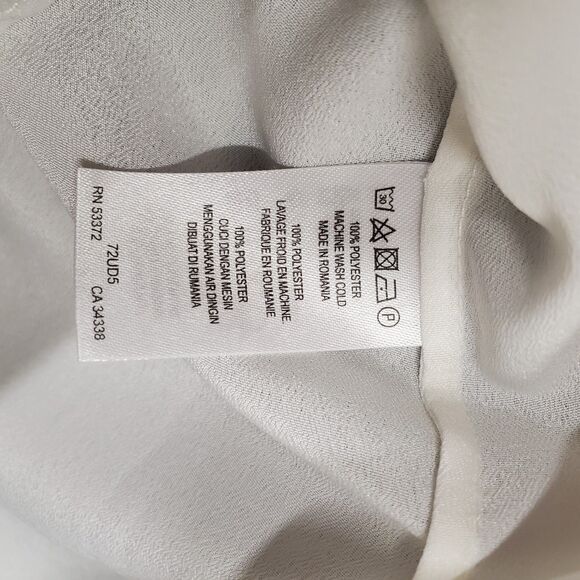 French Connection Women Neck Tie Blouse Sheer White Size 10 - Picture 7 of 8